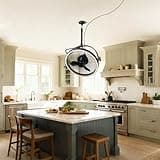 Ceiling Fans with Lights and Remote, 20 Inch Black Outdoor Ceiling Fans for Patios, 6-Speed DC Motor Floor Fan with Plug, 3 Color Temperatures Dimmable LED Light, Timer & Memory Function