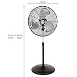 Hurricane Pro High-Velocity Oscillating Metal Stand Fan w/ 3-Speed Setting, 20" - Heavy-Duty Cooling Pedestal Unit w/ 4500 CFM, Adjustable Tilt & Height for Home, Garage, Gym & Workshop