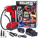 BULLSEYE PRO Tire Inflator with Pressure Gauge, Compact and Portable, Automatic Shut Off, 150 PSI Max, USB Home Rechargeable and Cord for Vehicular Use As Seen On TV (9475)