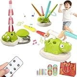 DianSCJ 3 in 1 Dinosaur Rocket Launcher, 3 in 1 Musical Jump, Ring Toss Game, Stomps and Rocket Launcher, Indoor Outdoor Interactive Games with Remote Control for All Ages (1Set)