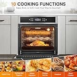 Wall-Oven-24-inch-Wall-Oven, Electric Wall Oven 24 inch, 2.5 Cu.Ft. Single Wall Oven with Frying Basket, 10 Cooking Functions & 8 Shortcut Menu 2800W Built-in Convection Oven