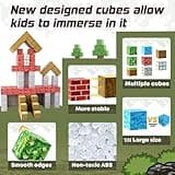 Magnetic Blocks-Build Mine Magnet World, Craft Magnetic Toys for Boys & Girls Age 3-4 4-5 6-8, STEM Montessori Sensory Toys for Toddlers Gifts for 3+ Years Old, 48PCS Fidget 1" Cubes Construction Toy