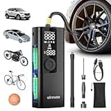Airmoto Tire Inflator Portable Air Compressor - Air Pump For Car Tires with Digital Pressure Gauge, LED Light and Auto Shut-Off Function - Cordless Pump for Car, Motorcycle, Bicycle, Balls and More