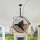 Ceiling Fans with Lights and Remote, 20 Inch Black Outdoor Ceiling Fans for Patios, 6-Speed DC Motor Floor Fan with Plug, 3 Color Temperatures Dimmable LED Light, Timer & Memory Function