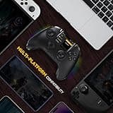 ManbaOne Interactive Screen Wireless Gaming Controller for PC/Switch/Switch 2/iOS/Android,Hall Effect Stick & Trigger,RGB Lighting,Remappable Buttons,1800mAh with Charging Dock (Black)