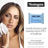 Neutrogena Makeup Remover Wipes Micellar Alcohol-Free Face Towelettes Remove Waterproof Mascara & Oil, Compostable 100% Plant-Based Cloth, Dermatologist & Ophthalmologist Tested, Twin Pack 2 x 25 ct