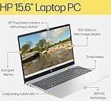 HP 15.6" Laptop Computer for College Student Home Study & Business, 32GB DDR4 RAM, 1TB PCIe SSD, Intel Processor (Beat i3-1115G4), FHD, WiFi 6E, BT 5.3, Type-C, HDMI, Webcam, Silver, Windows 11 Pro