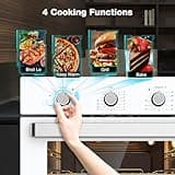 24" Single Wall Oven, ThermoMate 2.79 Cu.ft. Electric Wall Oven with 5 Cooking Functions, White Built-in Ovens with Mechanical Knobs Control, ETL Certified