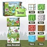 Magnetic Blocks-Build Mine Magnet World, Craft Magnetic Toys for Boys & Girls Age 3-4 4-5 6-8, STEM Montessori Sensory Toys for Toddlers Gifts for 3+ Years Old, 48PCS Fidget 1" Cubes Construction Toy