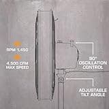 Hurricane Pro High-Velocity Oscillating Metal Stand Fan w/ 3-Speed Setting, 20" - Heavy-Duty Cooling Pedestal Unit w/ 4500 CFM, Adjustable Tilt & Height for Home, Garage, Gym & Workshop
